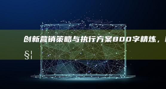 创新营销策略与执行方案：800字精炼，精准触达目标市场的全面布局